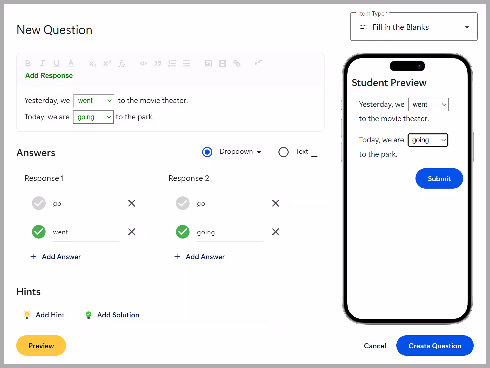 Fill in the Blanks screenshot