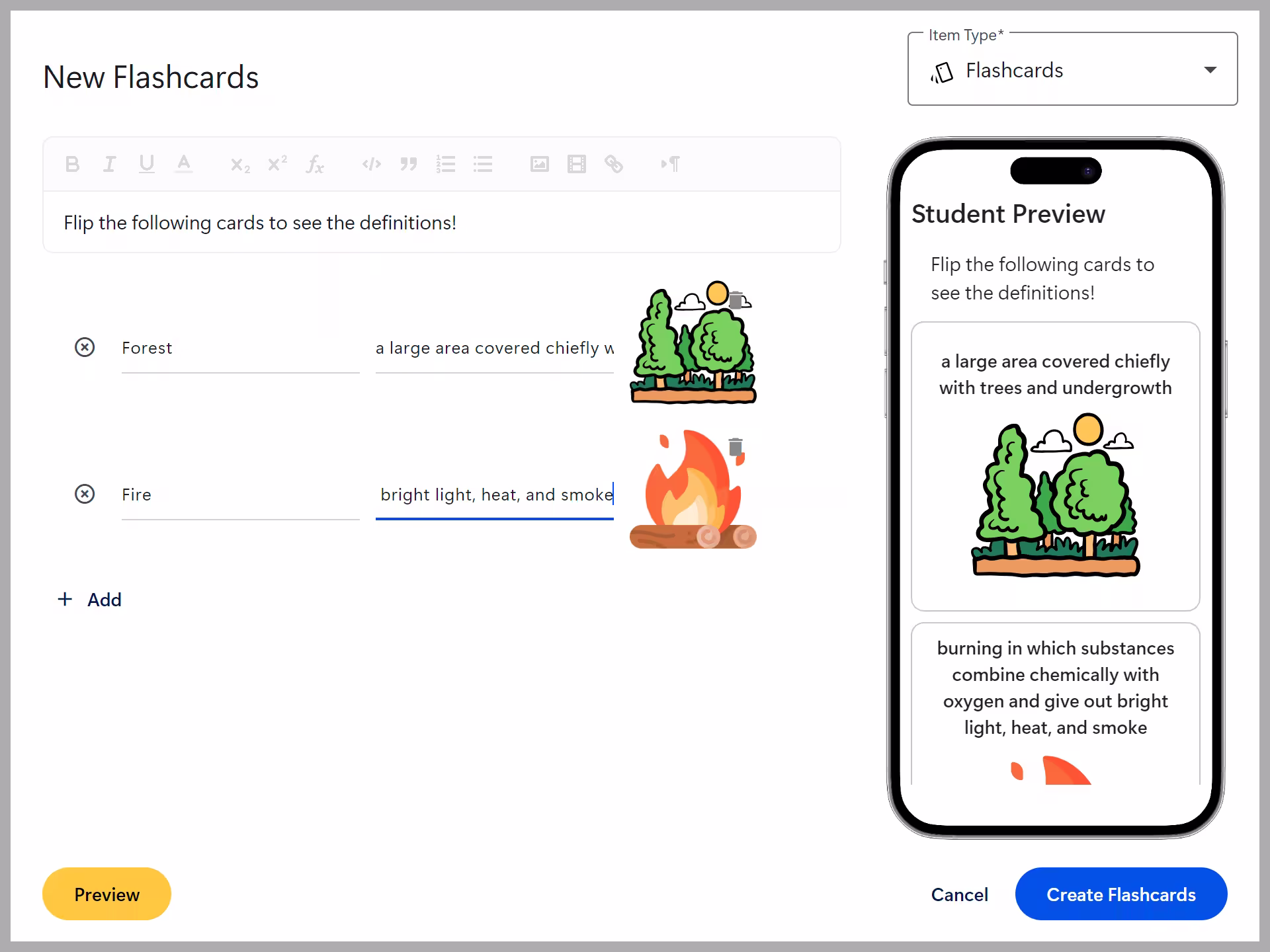 Flashcards screenshot