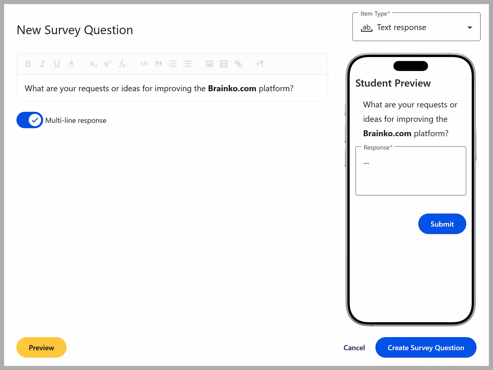 Text response screenshot
