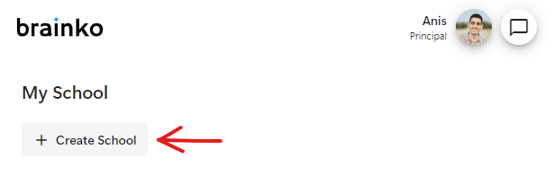 Create School button